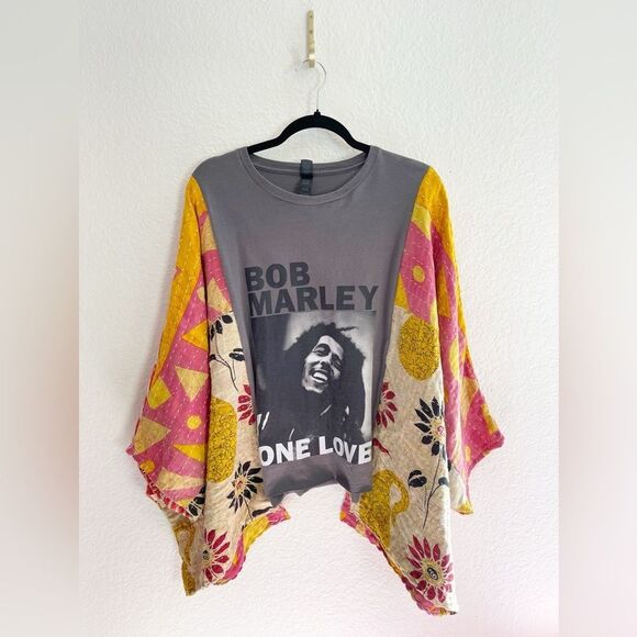 Up cycled Kimonos!  Pink Floyd, Nirvana Kantha Patchwork with graphic band T’s. - Picture 1 of 16